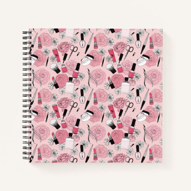 Muster für rosa Blumenbeauty Notizbuch (Vorderseite)