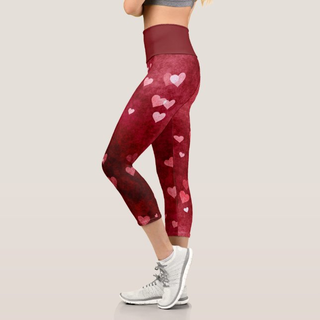 Muster für rosa Herzen Capri Leggings (Links)