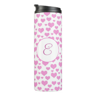 Muster für rosa Herzen Elegantes Monogramm Thermosbecher