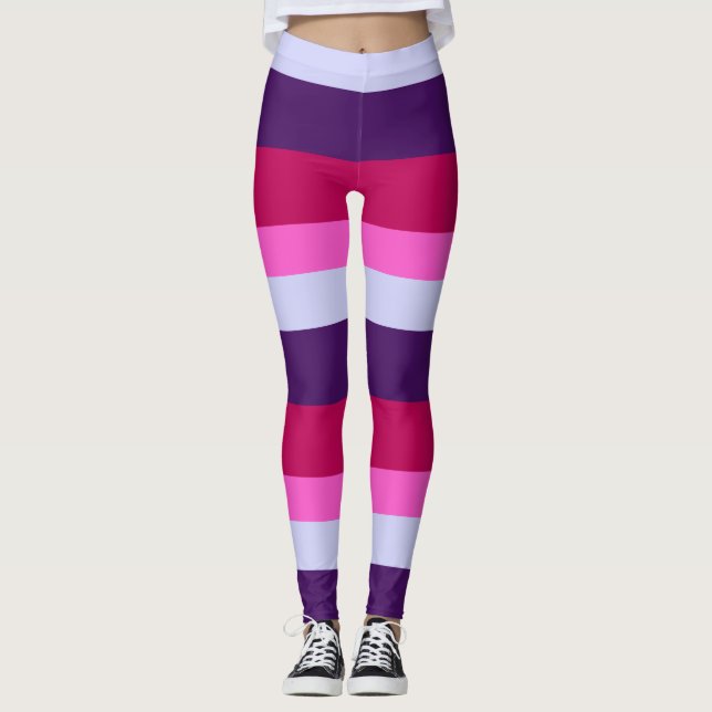 Muster für rosa und Lila Streifen Leggings (Vorderseite)