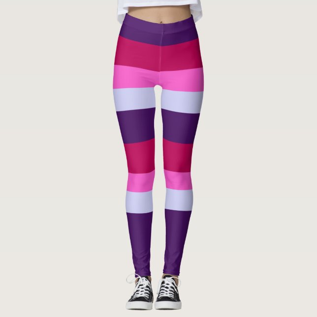 Muster für rosa und Lila Streifen Leggings (Vorderseite)