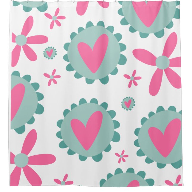Muster für rosa und rosa Blume Duschvorhang (Vorderseite)