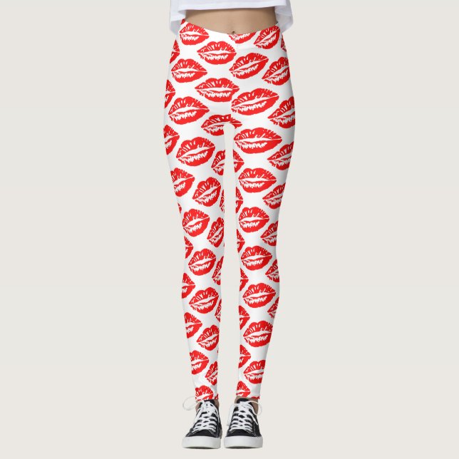 Muster für rote Lippen Leggings (Vorderseite)