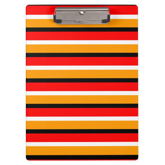 Muster für rote Orangen Streifen Klemmbrett (Vorderseite)