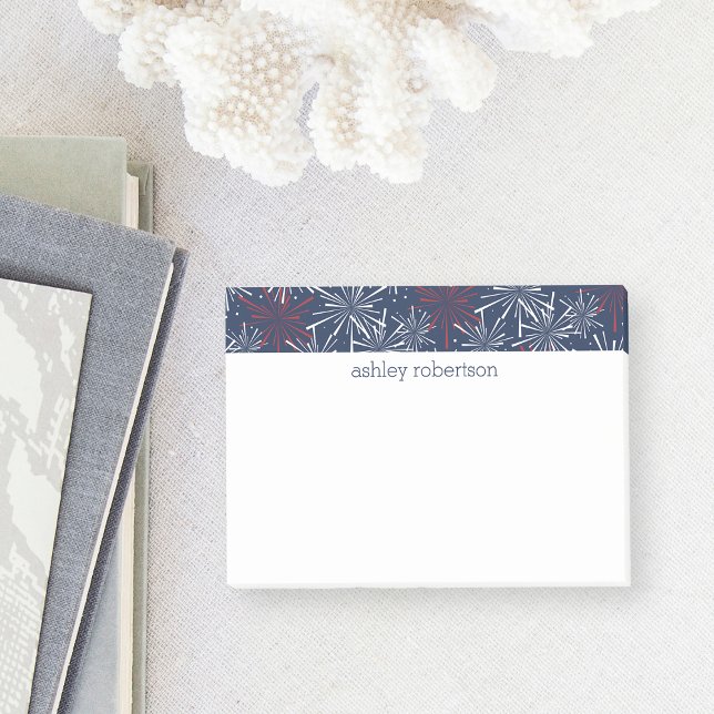 Muster für rote, weiße und blaue Feuerwerkskörper Post-it Klebezettel (Von Creator hochgeladen)