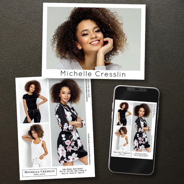 Muster für Schauspieler 4 Foto Zwei-Seiten-Zed-Kar Einladung (Available in print or instant download for quick messaging, email or self printing.)