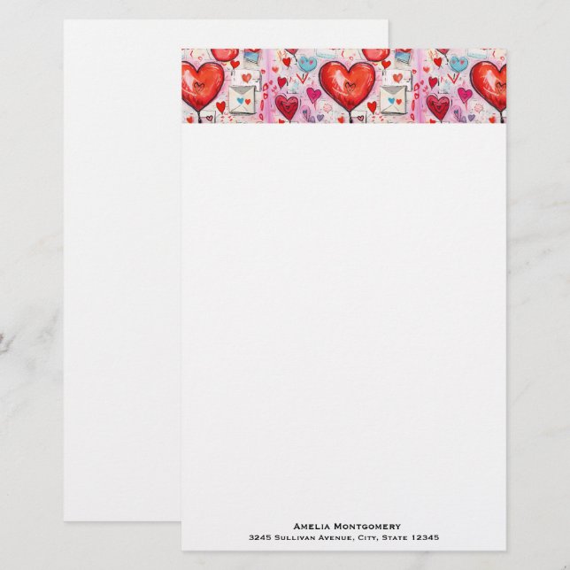 Muster für Schlaghöre und Lieben Briefpapier (Vorne/Hinten)