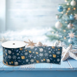 Muster für Schneeflocken an der Küste Satinband