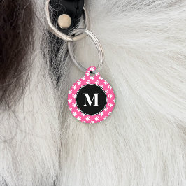 Muster für Schwarz-Rosa-Monogramm-Hunde Tiernamensmarke