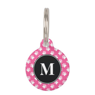 Muster für Schwarz-Rosa-Monogramm-Hunde Tiernamensmarke