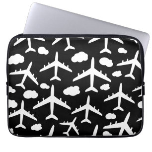 Muster für schwarze Flugzeuge Laptopschutzhülle