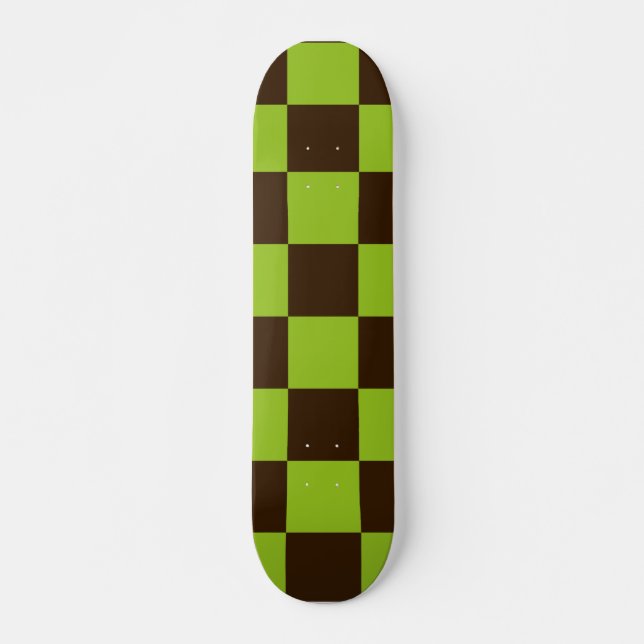 Muster für schwarze und grüne Quadrate Skateboard (Vorne)