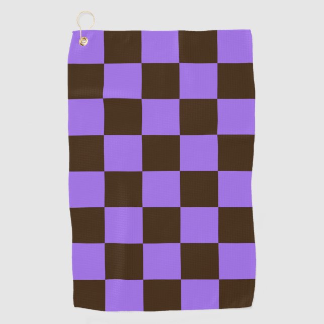 Muster für schwarze und Lila eckige Quadrate Golfhandtuch (Vorderseite)