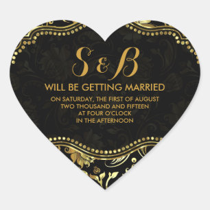 Muster für schwarze und metallische goldfarbene Da Herz-Aufkleber