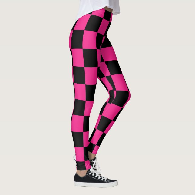 Muster für schwarze und rosa Quadrate Leggings (Rechts)