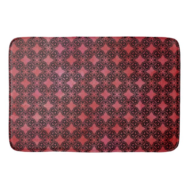 Muster für schwarze und rote Diamantketten Badematte (Vorderseite)