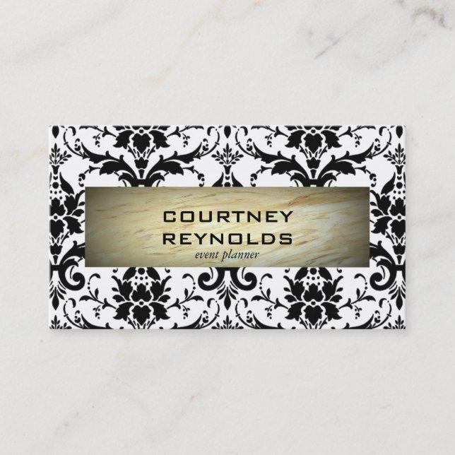 Muster für schwarze und weiße Damaskus im Retro-De Visitenkarte (Vorderseite)