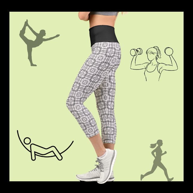 Muster für schwarze und weiße geometrische Quadrat Capri Leggings (Von Creator hochgeladen)