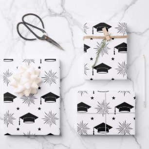 Muster für schwarze und weiße Graduierung Geschenkpapier Set