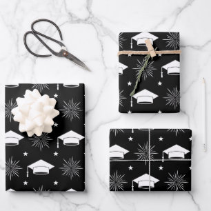 Muster für schwarze und weiße Graduierung Geschenkpapier Set