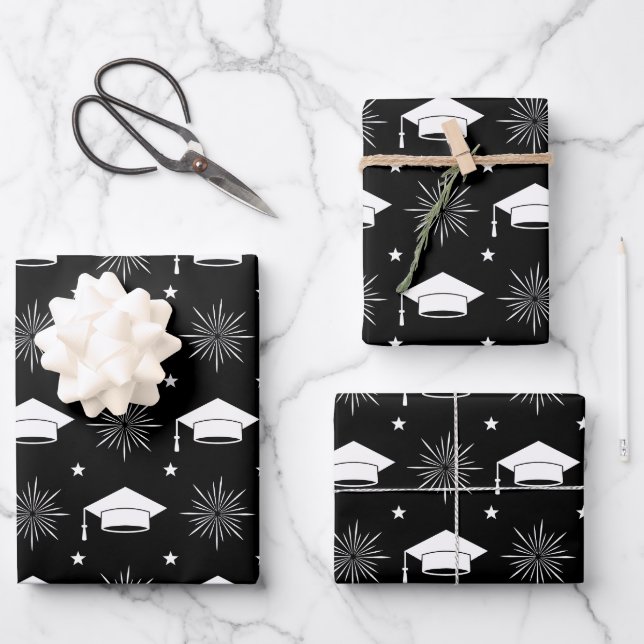 Muster für schwarze und weiße Graduierung Geschenkpapier Set (Vorderseite)