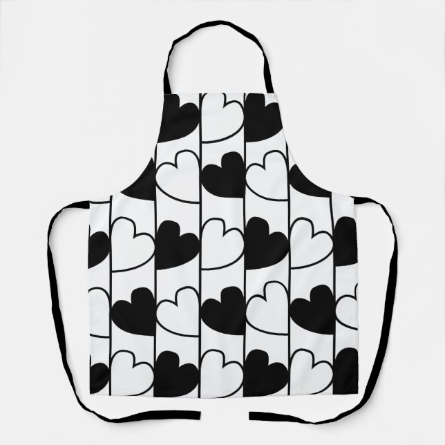 Muster für schwarze und weiße Herzen Schürze (Vorderseite)