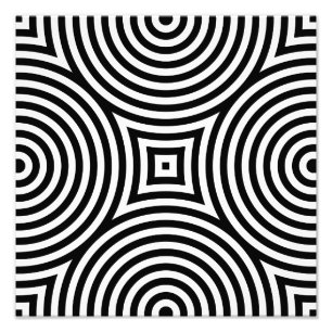 Muster für schwarze und weiße konzentrische Kreise Fotodruck