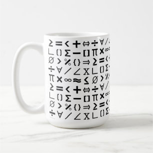 Muster für schwarze und weiße Mathematik-Zeichen u Kaffeetasse