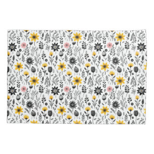 Muster für Schwarzweiß-Wildblume Kissenbezug