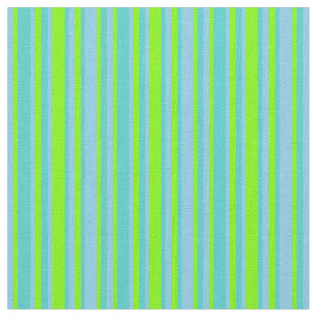 Muster für Sky Blue, Green & Turquoise Lines/Strip Stoff (Nahaufnahme)