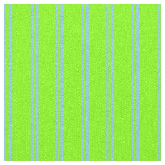 Muster für Sky Blue und Chartreuse Stripes Stoff (Nahaufnahme)