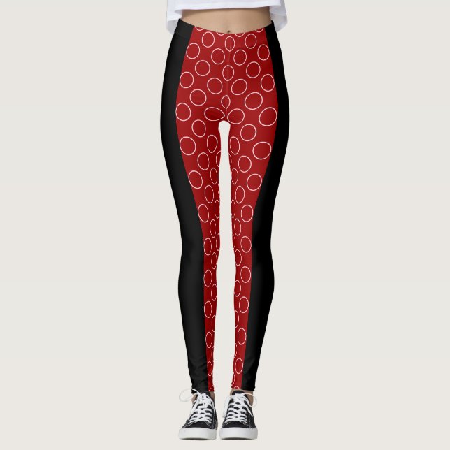 Muster für sozialitäre rote Kreise Leggings (Vorderseite)