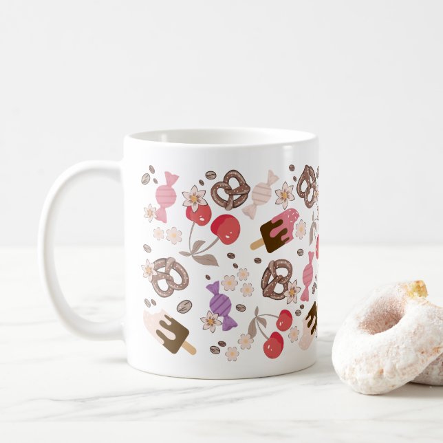 Muster für süße und salzige Leckereien Kaffeetasse (Mit Donut)