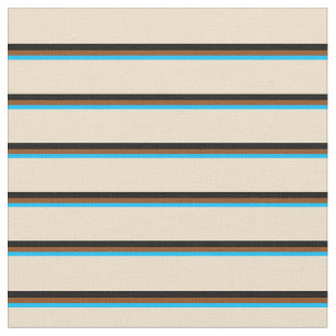 Muster für tiefe Sky Blue, Brown, Black & Tan Line Stoff