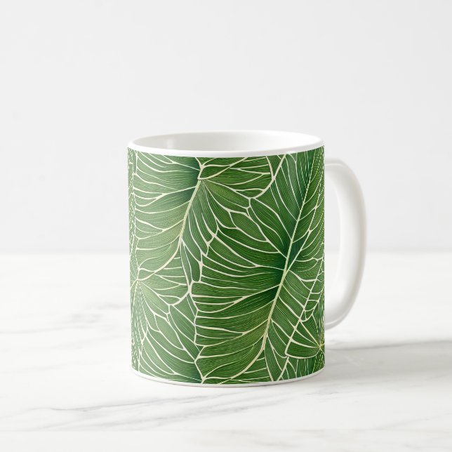 Muster für tropische Blätter in Aquarelltönen Kaffeetasse (VorderseiteRechts)