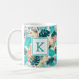 Muster für tropische Blätter und Blume Kaffeetasse