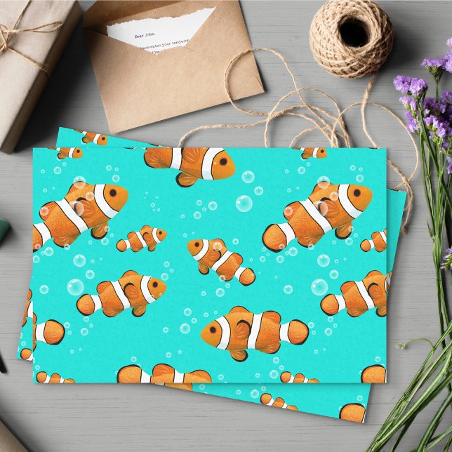 Muster für tropische Clownfische und Blasen Seidenpapier (Clownfish Pattern Tissue Paper)