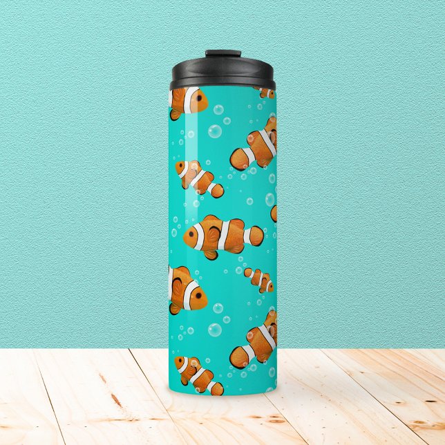 Muster für tropische Clownfische und Blasen Thermosbecher (Tropical Clownfish Pattern Tumbler)