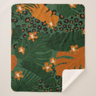 Muster für tropische Leopard-Blätter Sherpadecke