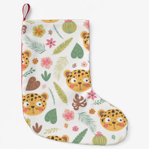 Muster für tropische Pflanze von Leopard Kleiner Weihnachtsstrumpf