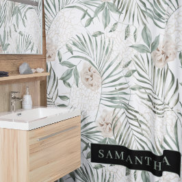 Muster für tropische Wasserfarben und Blätter und  Duschvorhang