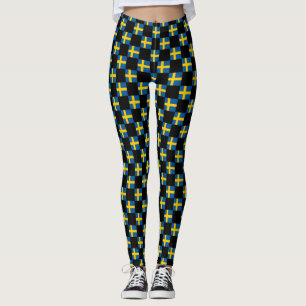 Muster für überprüfte schwedische Flaggen Leggings
