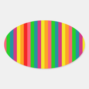 Muster für vertikale Streifen mit mehrfarbigem Reg Ovaler Aufkleber