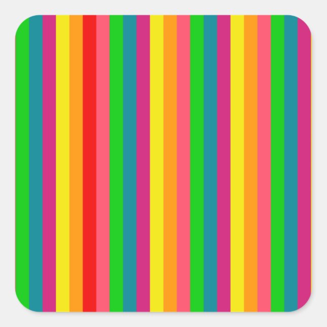 Muster für vertikale Streifen mit mehrfarbigem Reg Quadratischer Aufkleber (Vorderseite)