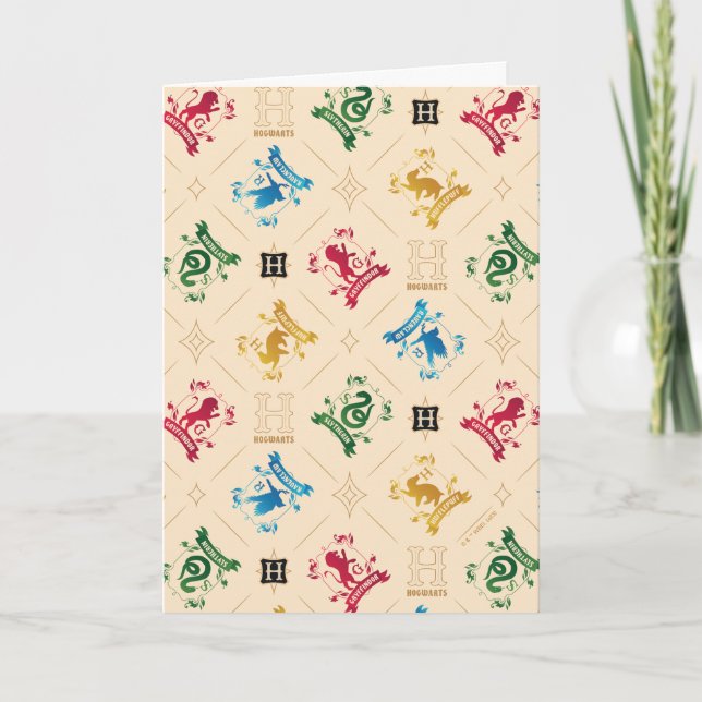 Muster für verzierte HOGWARTS™-Wappen Karte (Vorderseite)