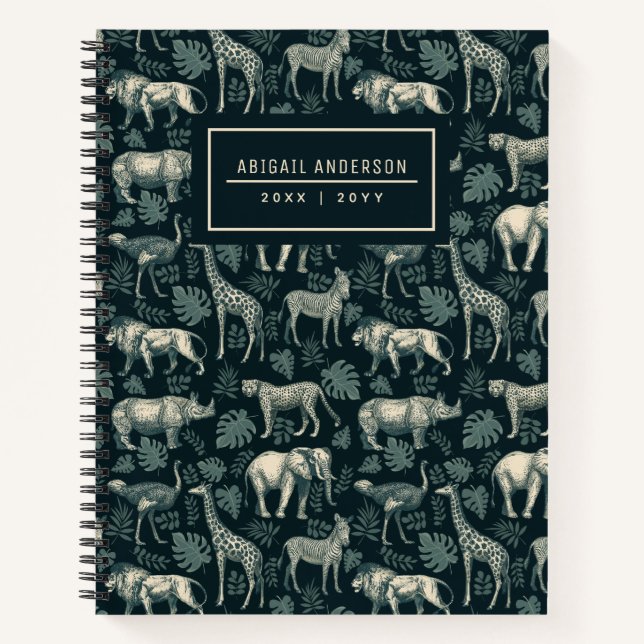 Muster für Vintage afrikanische Tiere Notizbuch (Vorderseite)