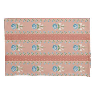 Muster für Vintage blaue Rose Coral Dots Wallpaper Kissenbezug