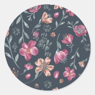 Muster für Vintage Blume in Rot und Braun Runder Aufkleber