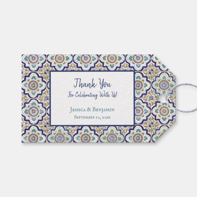 Muster für Vintage botanische Zierfliesen Geschenkanhänger (Vorderseite (Horizontal))