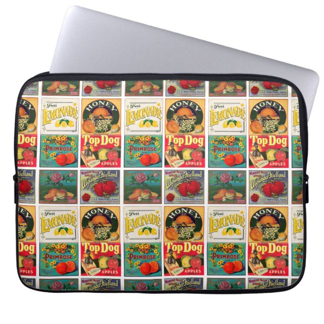 Muster für Vintage Fruchtkennzeichnung Laptopschutzhülle (Vorderseite)